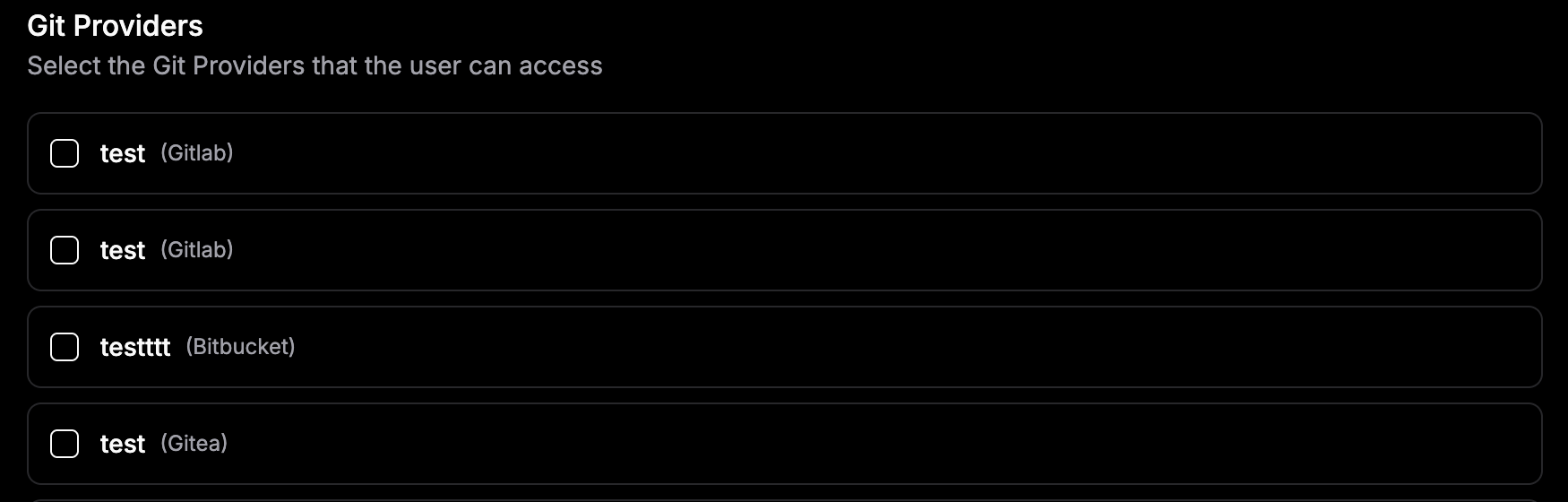 Assign git providers to individual team members